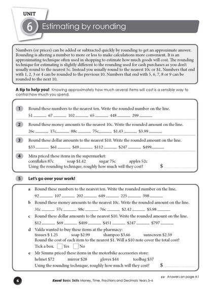 Excel Basic Skills - Money, Time, Fractions and Decimals Years 5-6