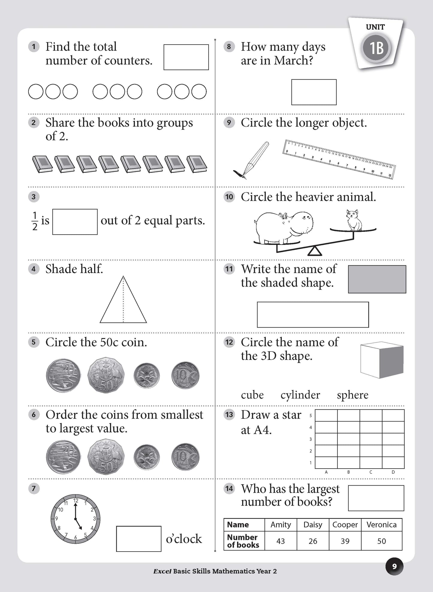 Excel Basic Skills - Mathematics Year 2