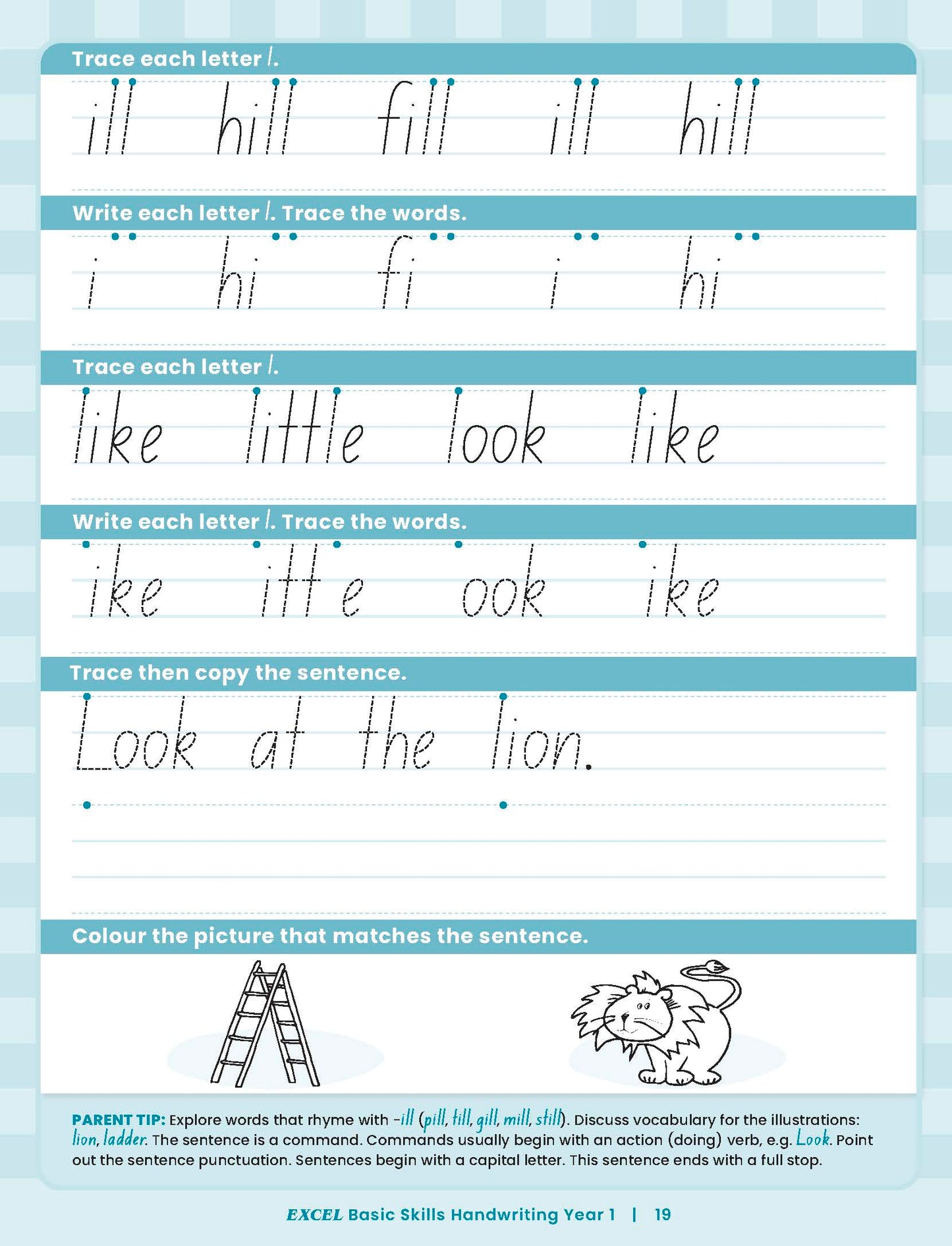 Excel Basic Skills - Handwriting Year 1