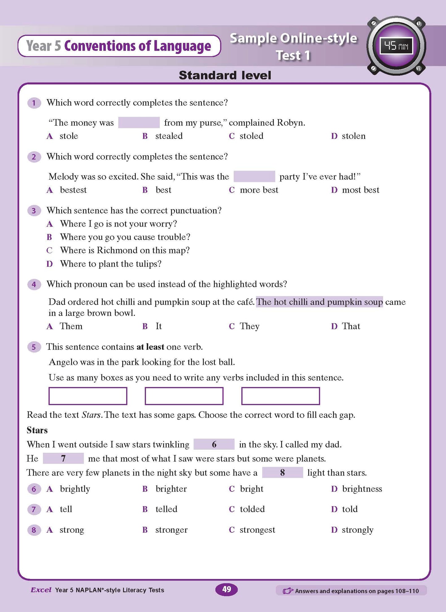Excel Year 5 NAPLAN*-style Literacy Tests
