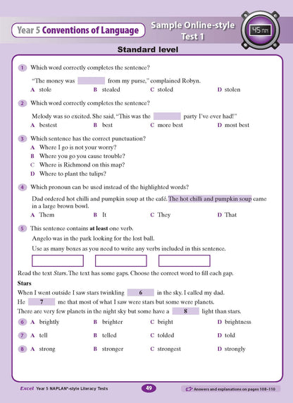 Excel Year 5 NAPLAN*-style Literacy Tests