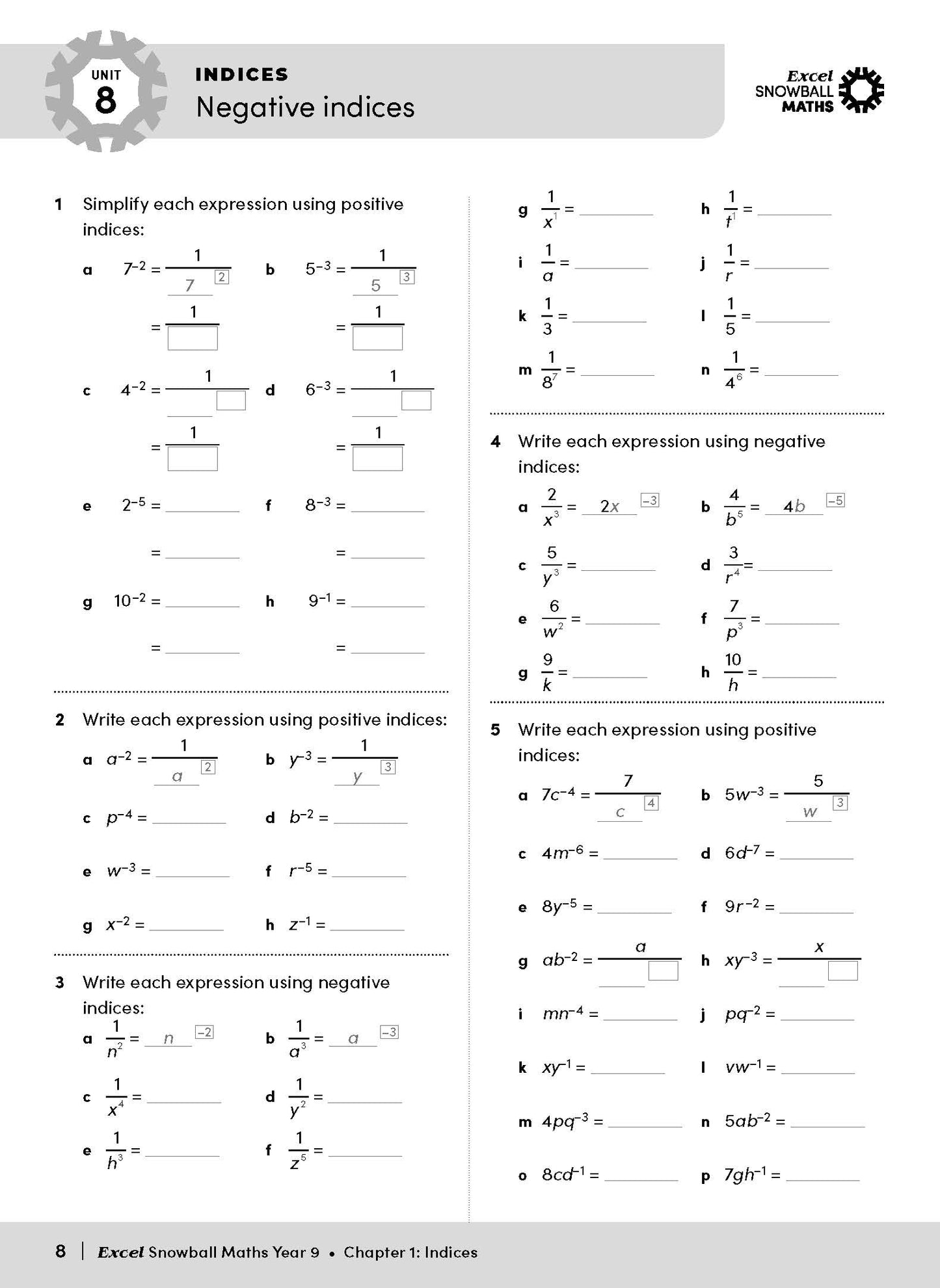 Excel Snowball - Maths Year 9