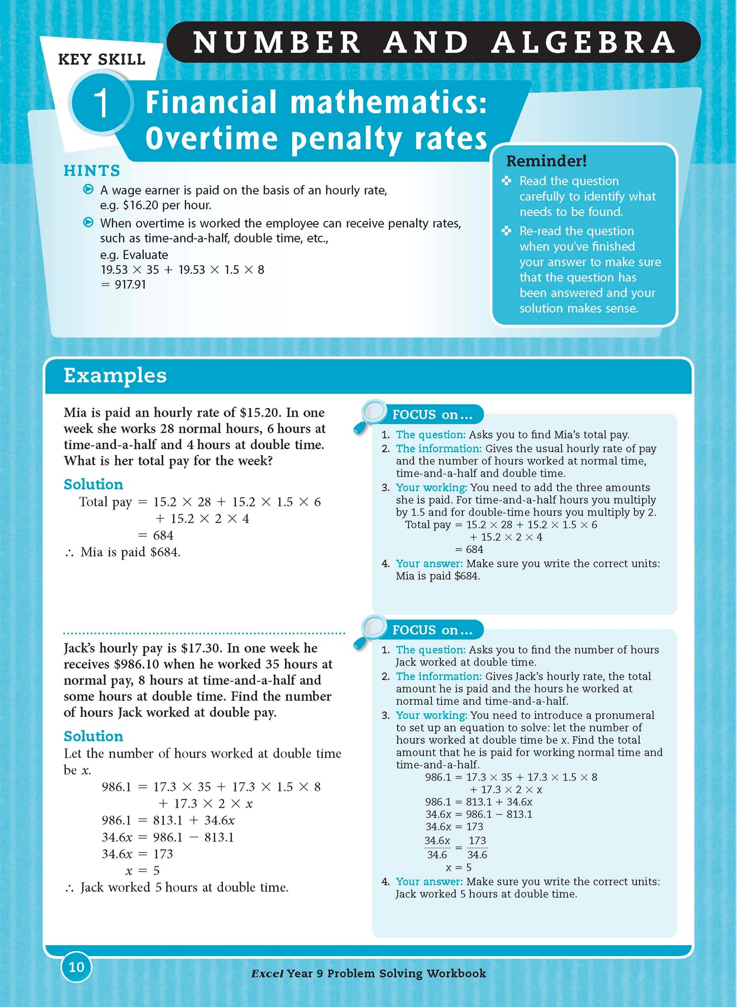 Excel Essential Skills - Problem Solving Workbook Year 9