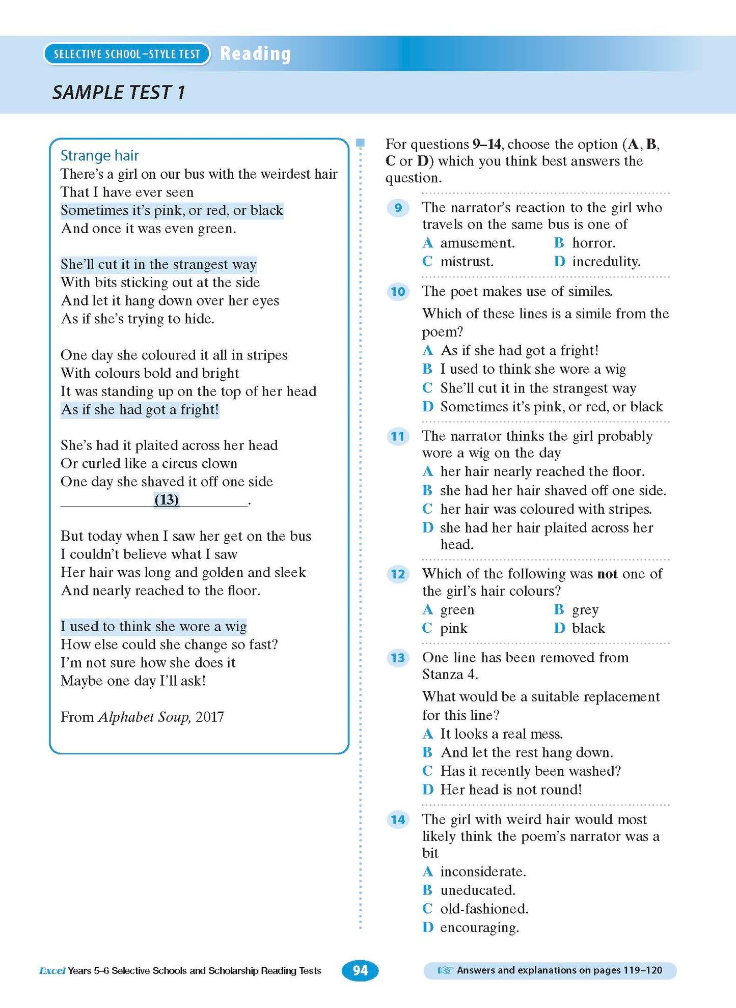 Excel Selective Schools and Scholarship Reading Tests Years 5-6