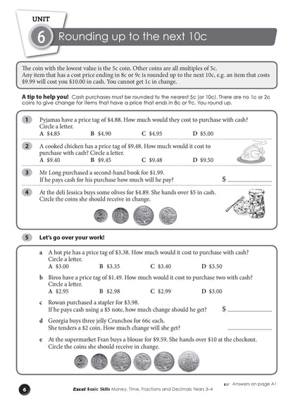 Excel Basic Skills - Money, Time, Fractions and Decimals Years 3-4