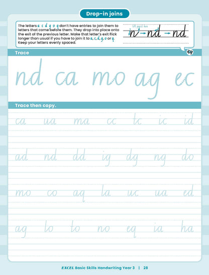 Excel Basic Skills - Handwriting Year 3