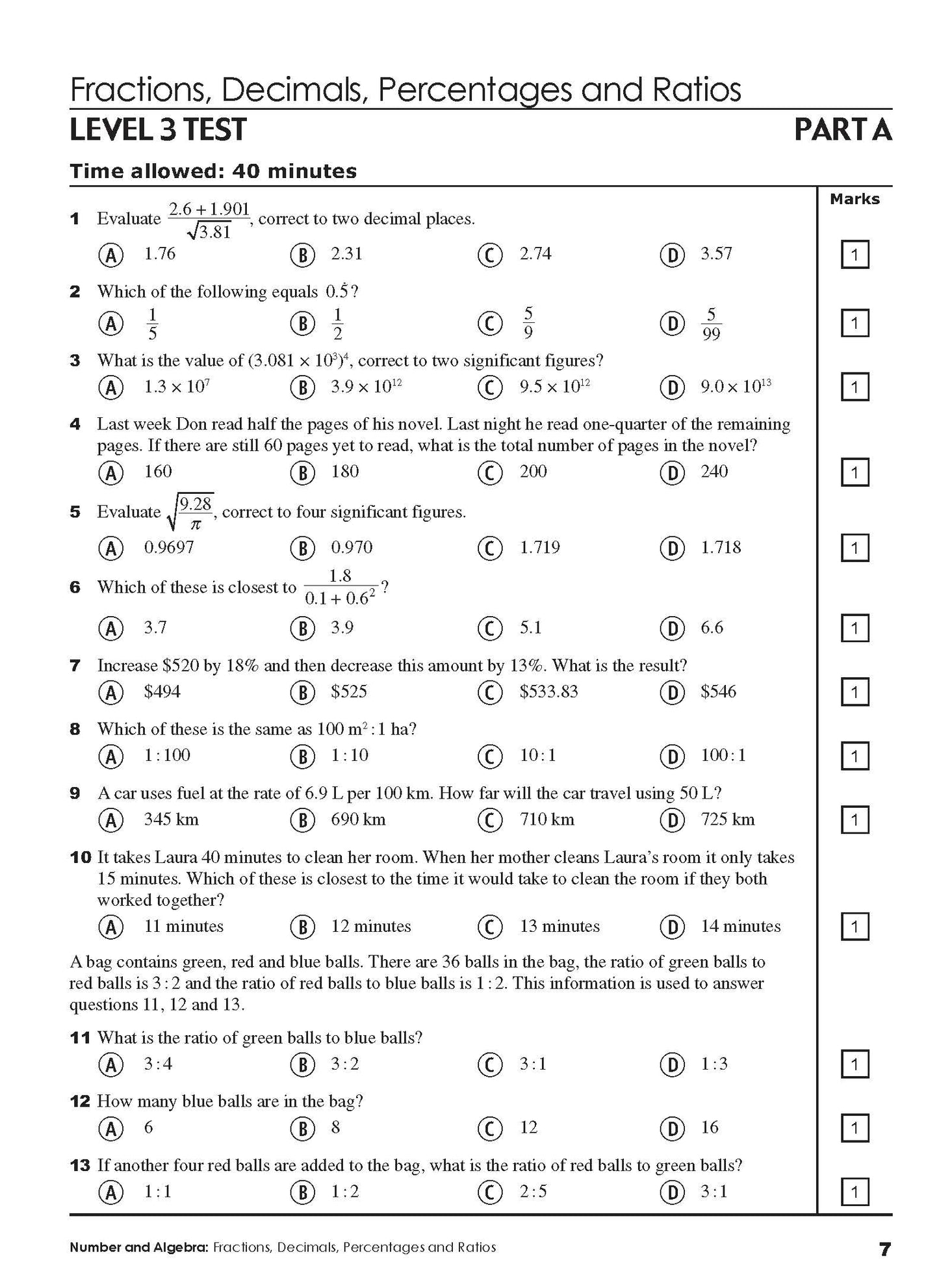 Excel Tests - Mathematics Practice Tests Year 9