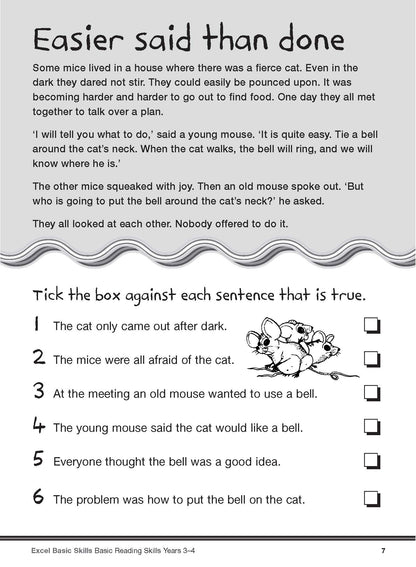 Excel Basic Skills - Basic Reading Skills Years 3-4