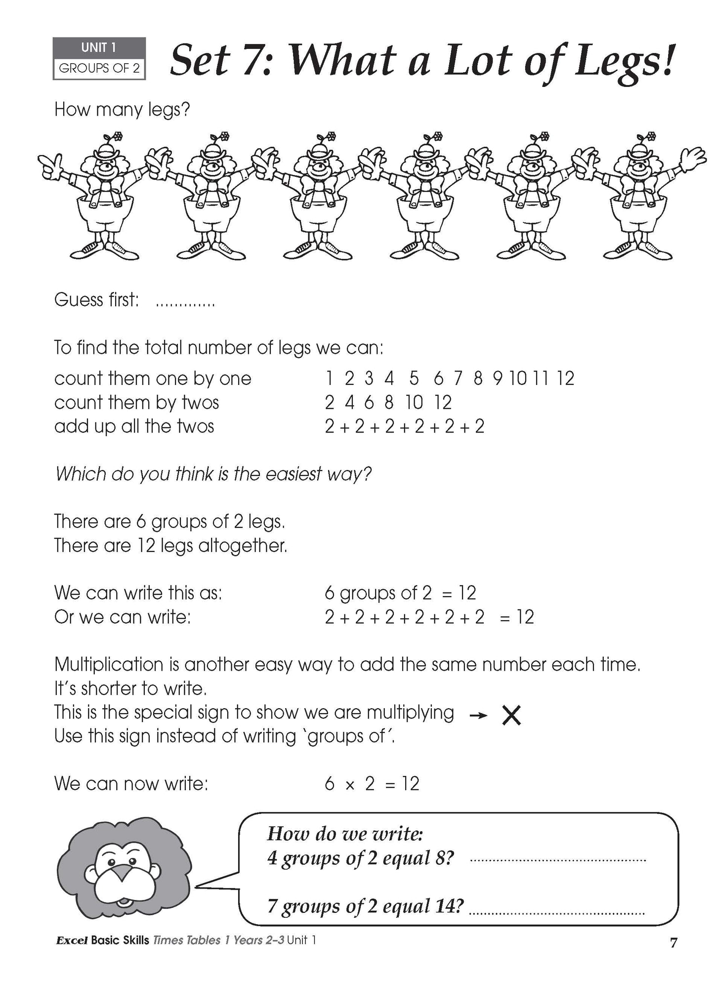 Excel Basic Skills - Times Tables 1 Years 2-3
