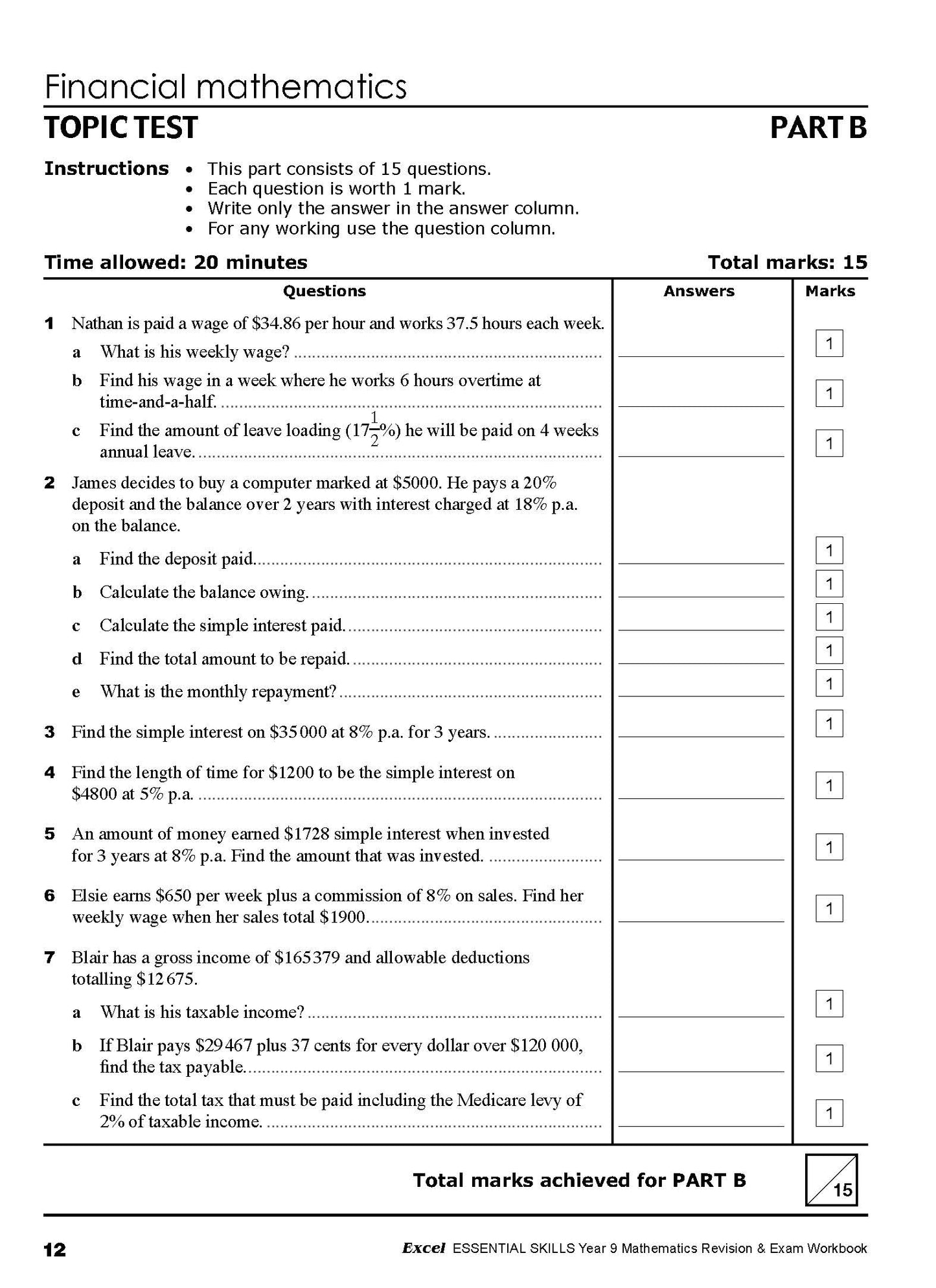 Excel Essential Skills - Mathematics Revision & Exam Workbook Year 9 NE