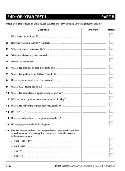Excel Essential Skills - Mathematics Revision & Test Workbook Year 5
