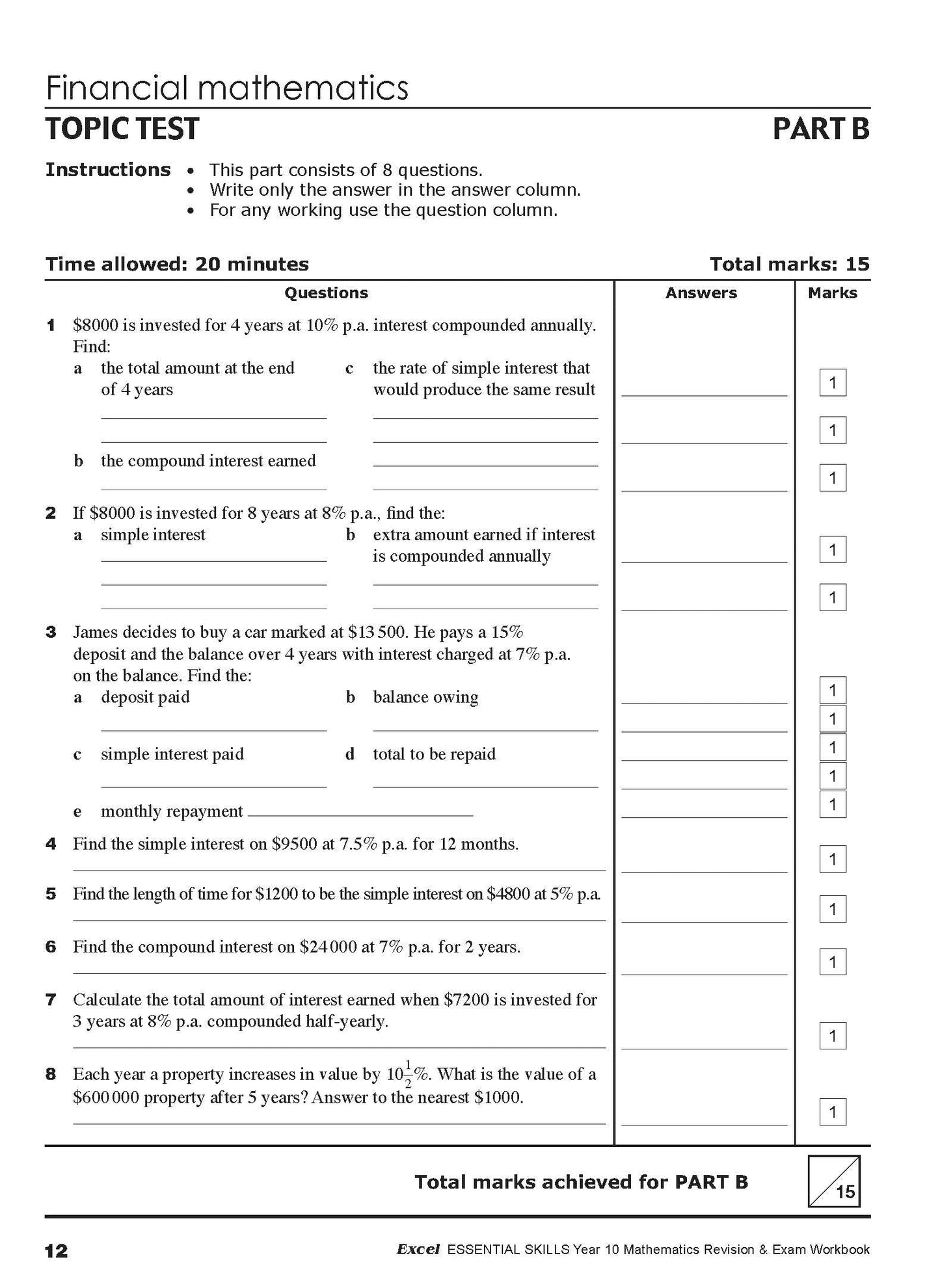 Excel Essential Skills - Mathematics Revision & Exam Workbook Year 10 NE