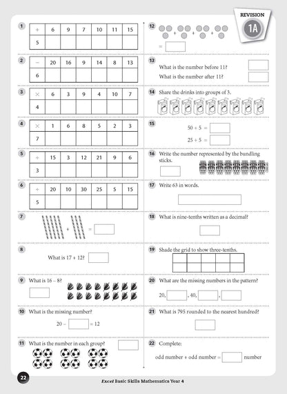 Excel Basic Skills - Mathematics Year 4