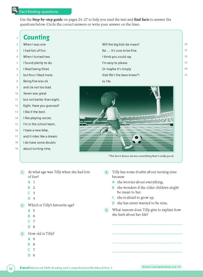 Excel Advanced Skills - Reading and Comprehension Workbook Year 3