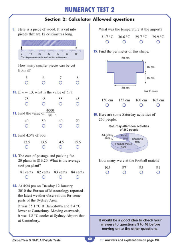 Excel Year 9 NAPLAN*-style Tests