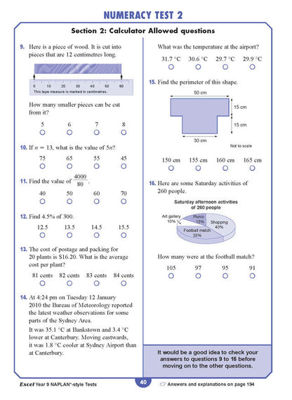 Excel Year 9 NAPLAN*-style Tests
