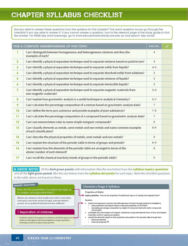 Excel HSC Year 11 Chemistry Study Guide