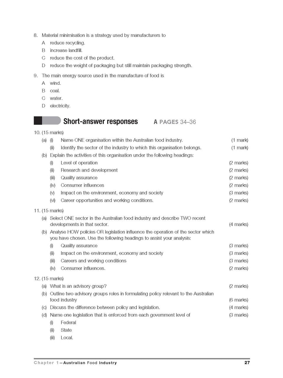 Excel HSC Year 12 Food Technology Study Guide