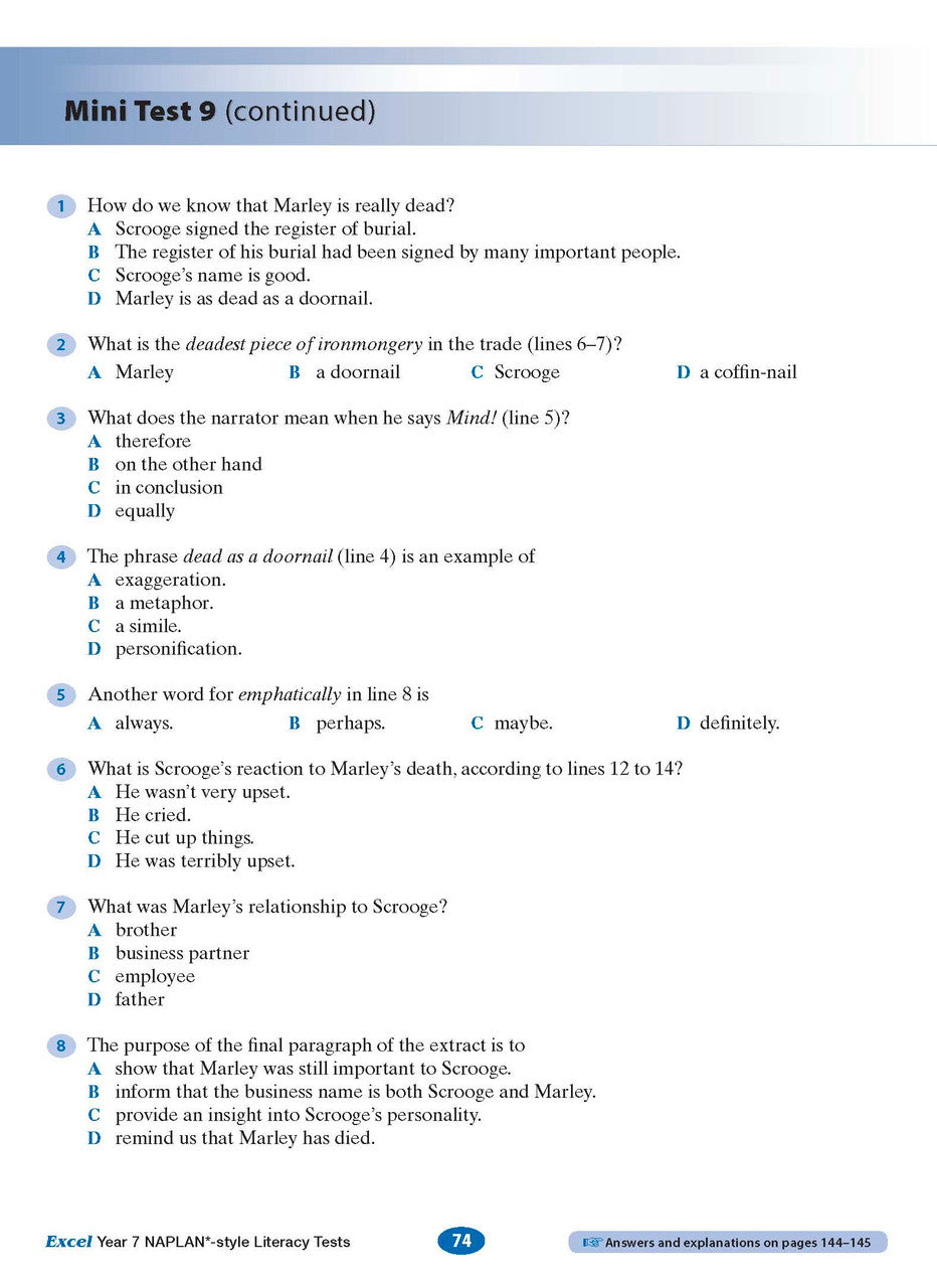 Excel Year 7 NAPLAN*-style Literacy Tests