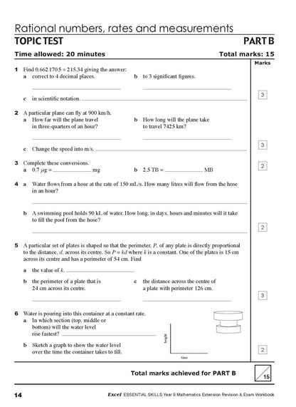 Excel Essential Skills - Mathematics Extension Revision & Exam Workbook Year 9