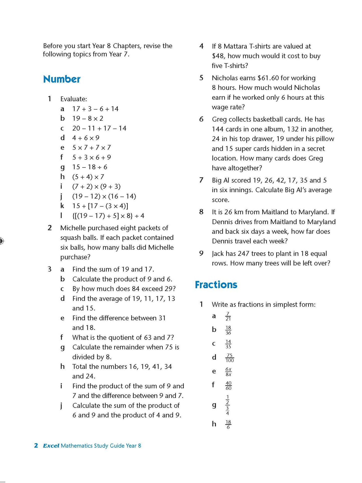 Excel Study Guide - Mathematics Year 8