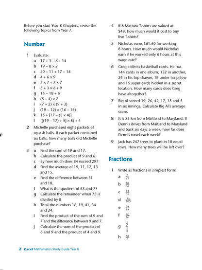 Excel Study Guide - Mathematics Year 8