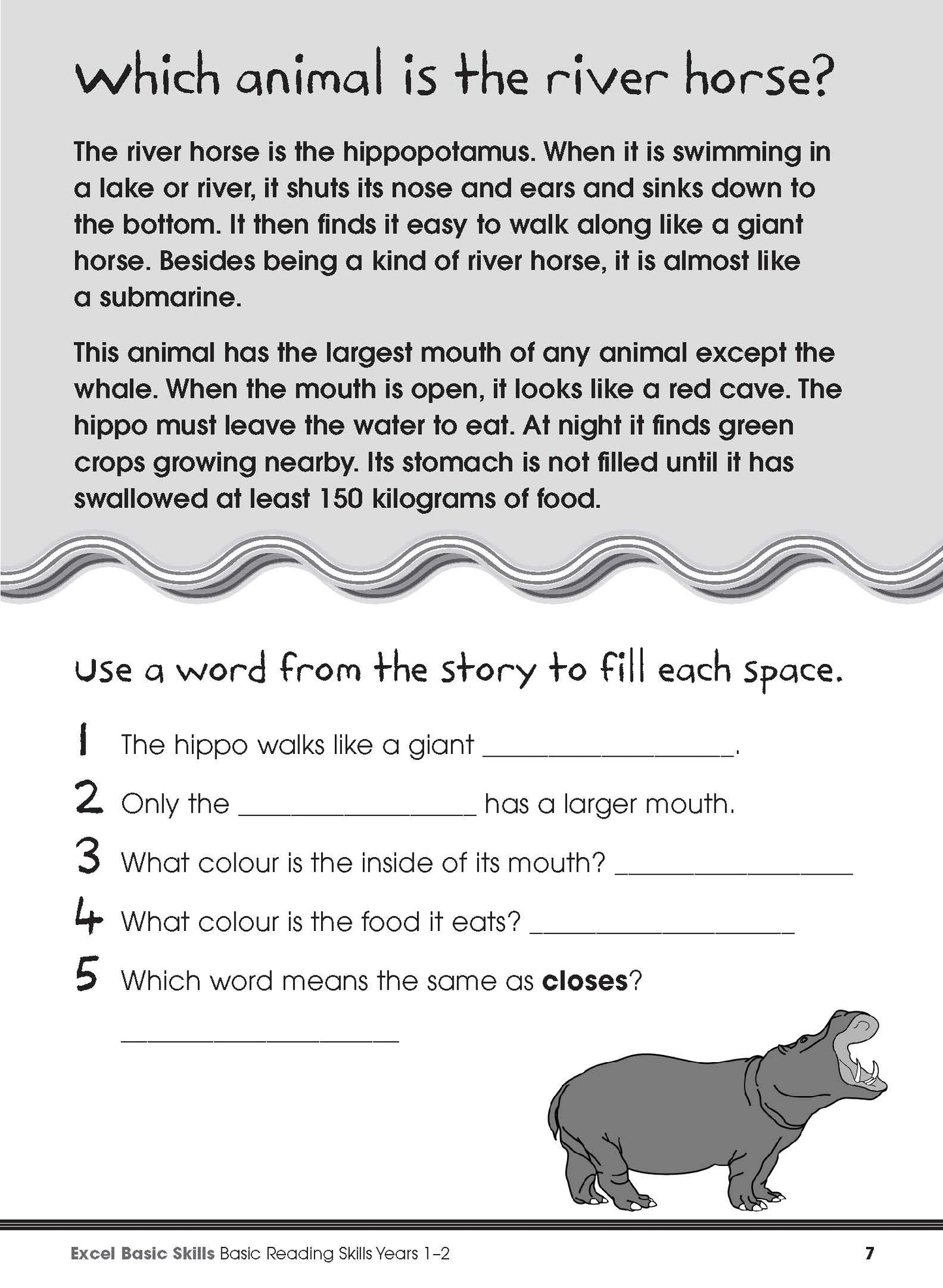 Excel Basic Skills - Basic Reading Skills Years 1-2