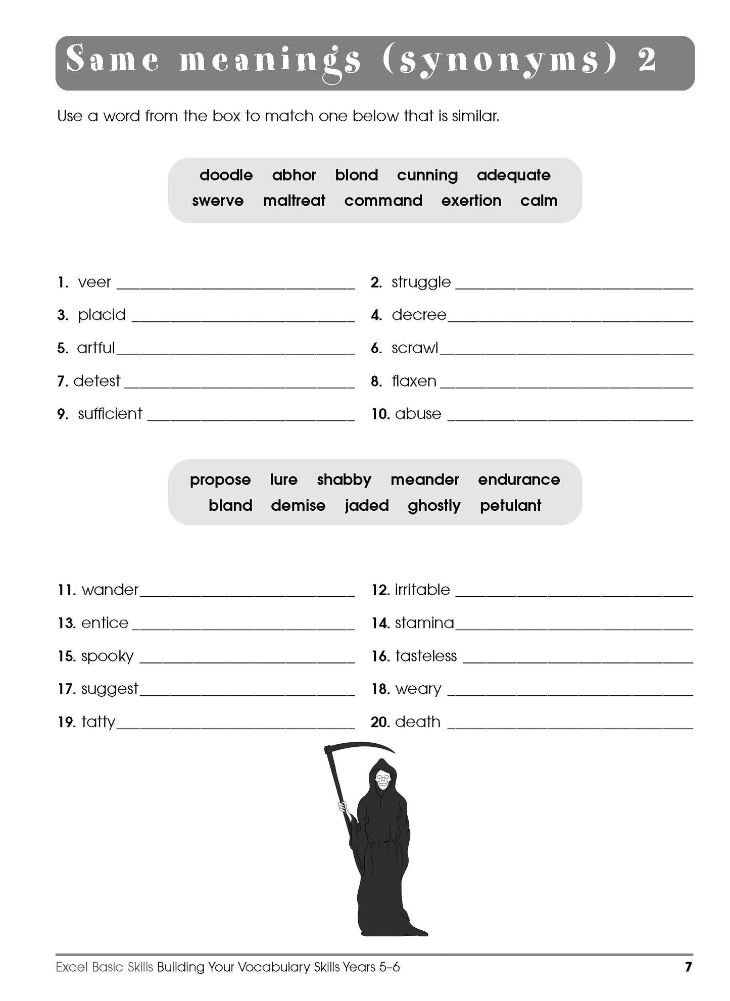 Excel Basic Skills - Building Your Vocabulary Skills Years 5-6
