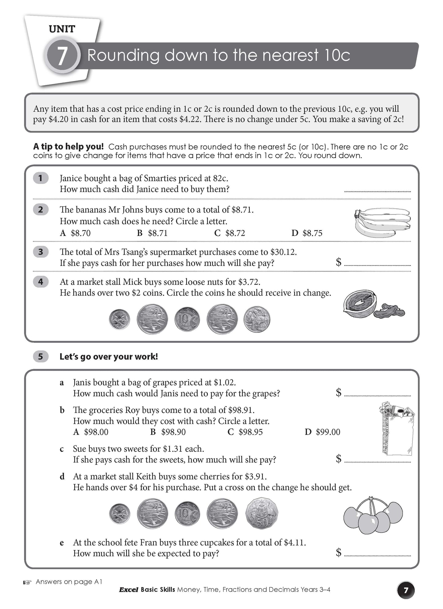 Excel Basic Skills - Money, Time, Fractions and Decimals Years 3-4