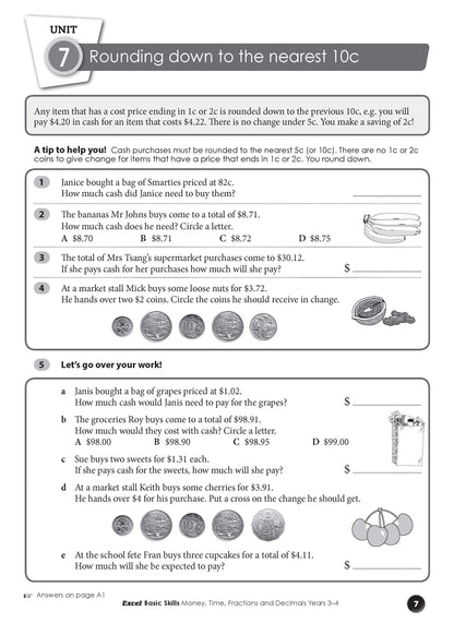 Excel Basic Skills - Money, Time, Fractions and Decimals Years 3-4