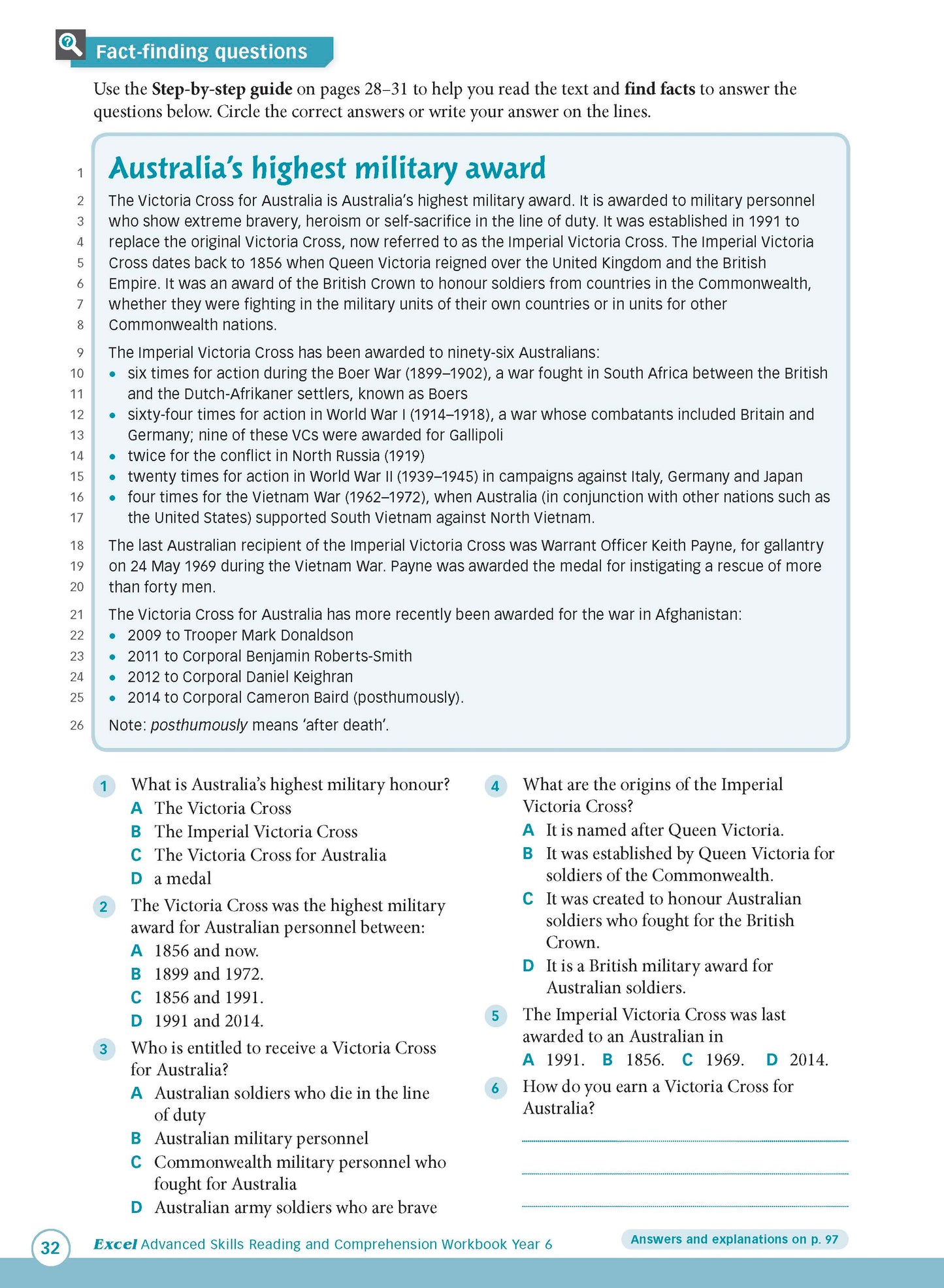 Excel Advanced Skills - Reading and Comprehension Workbook Year 6