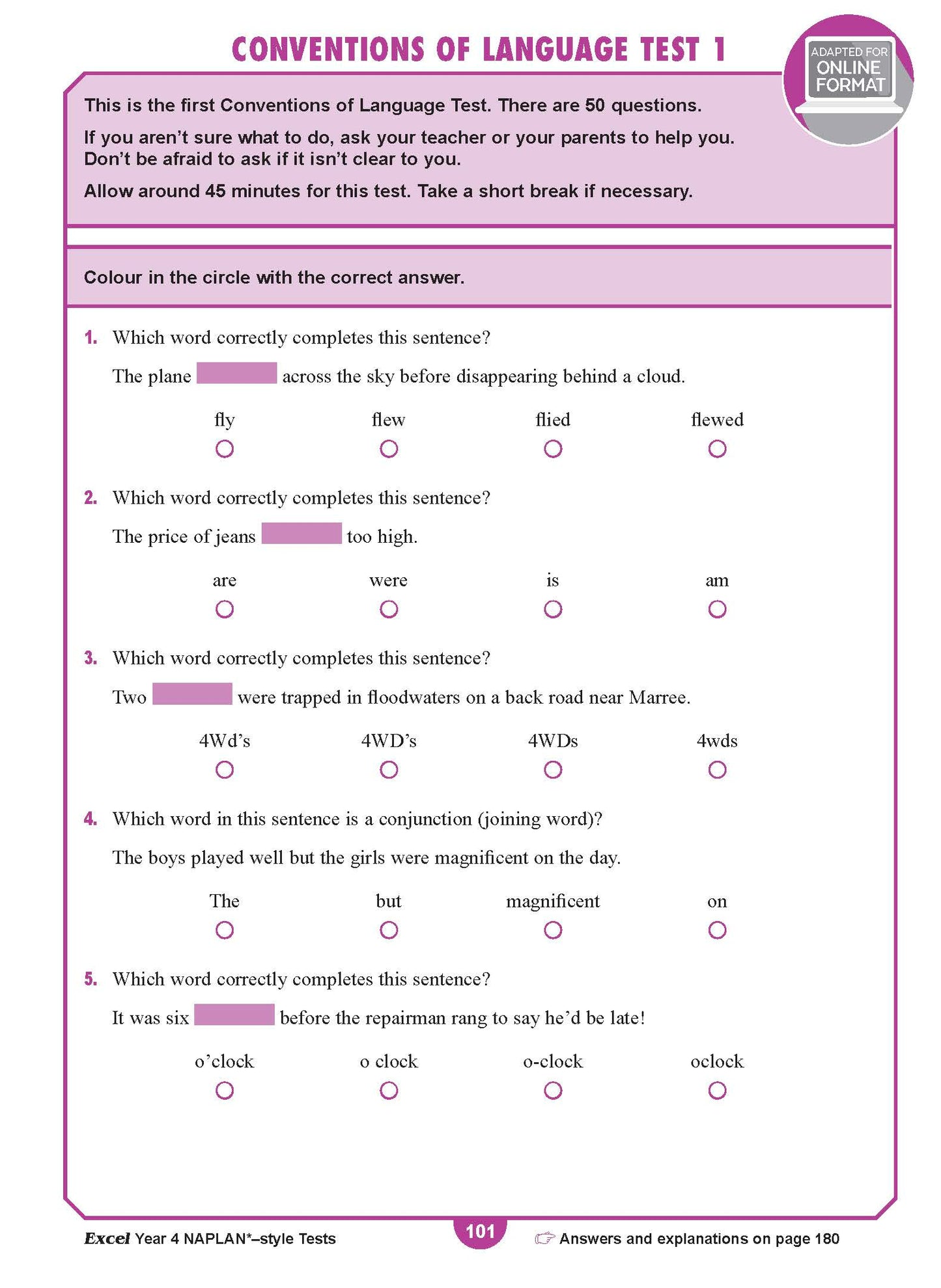 Excel Year 4 NAPLAN*-style Tests