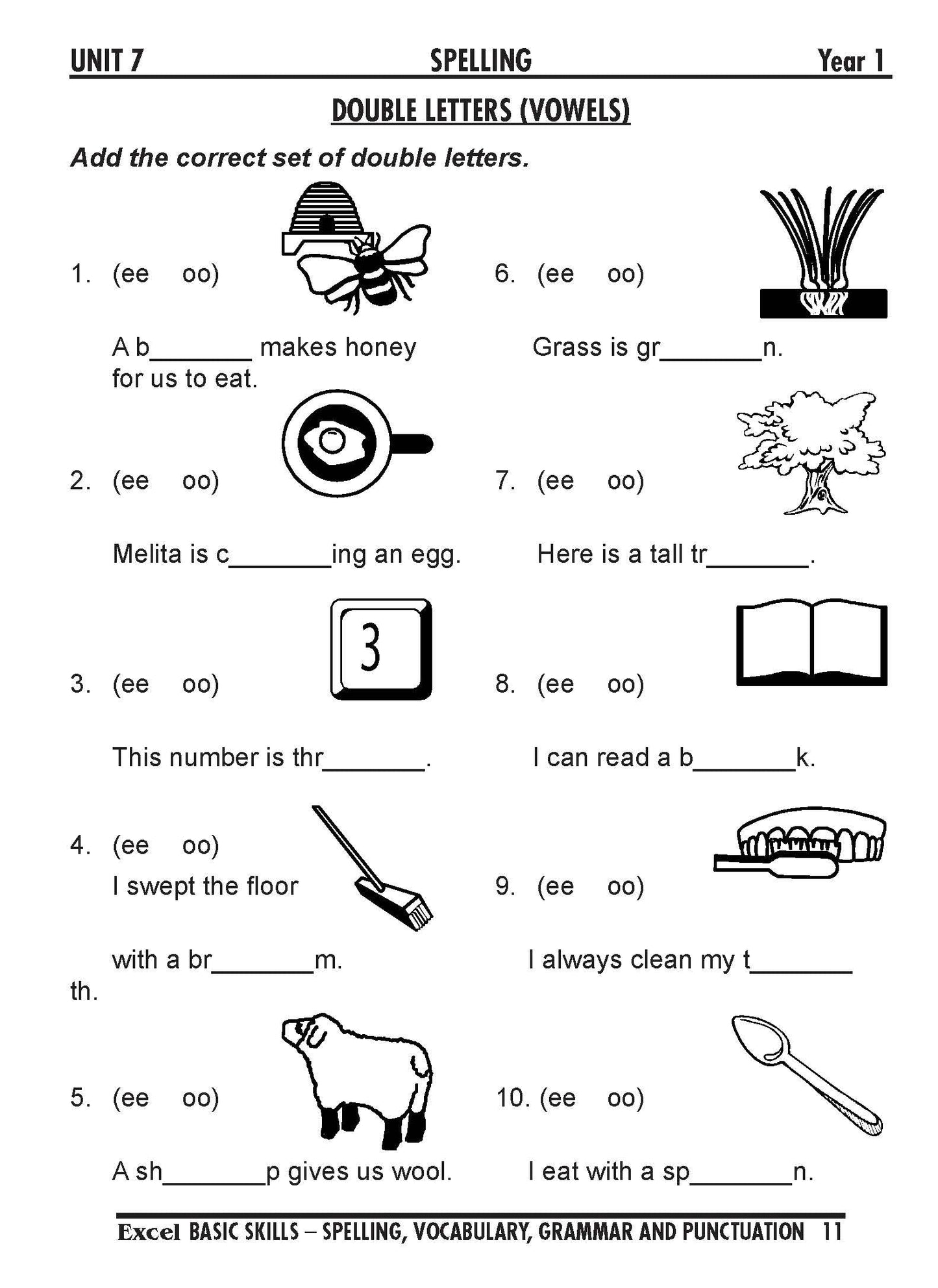 Excel Basic Skills - Spelling, Vocabulary, Grammar and Punctuation Years 1-2