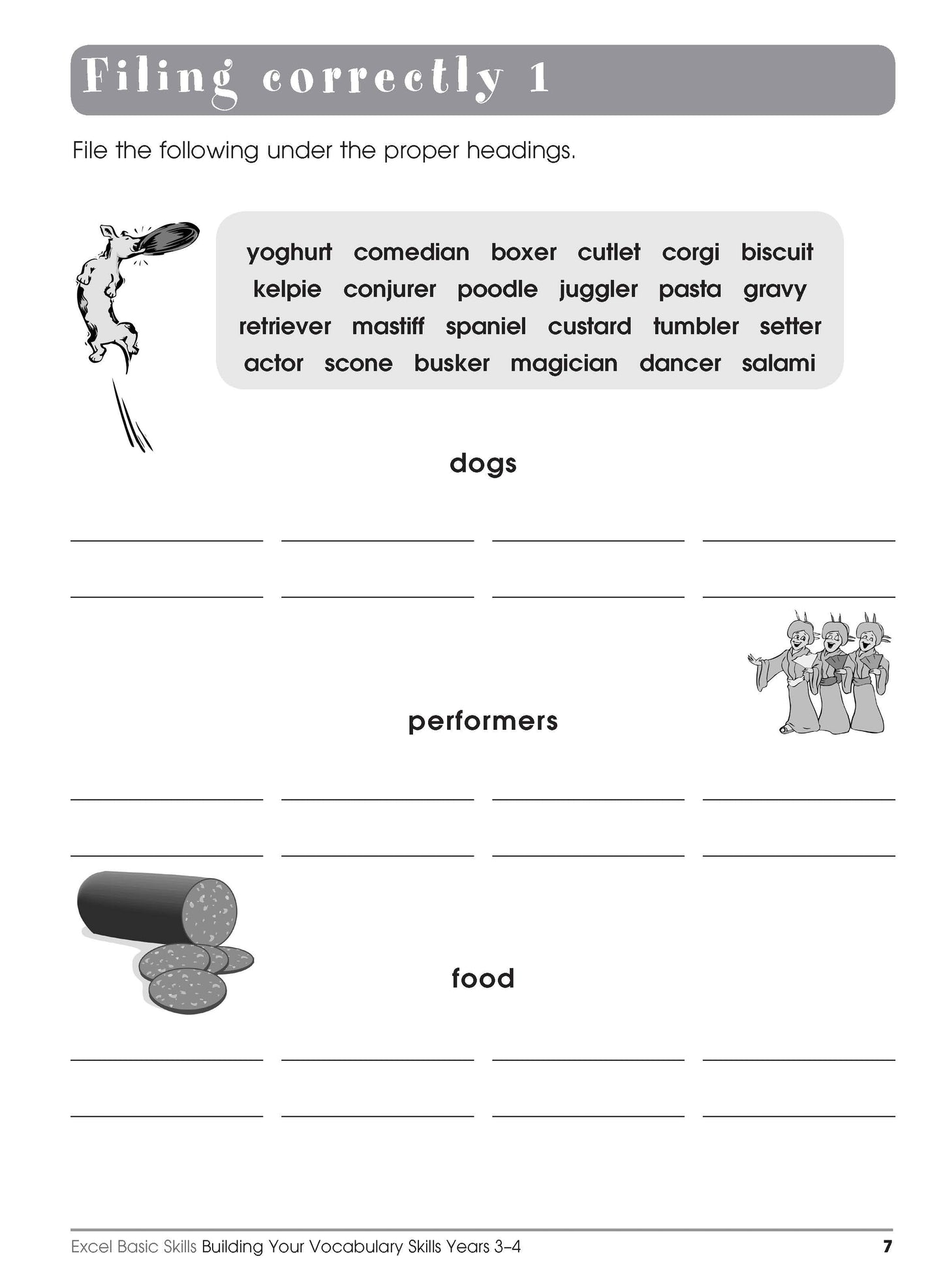 Excel Basic Skills - Building Your Vocabulary Skills Years 3-4
