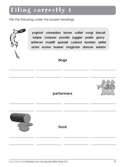 Excel Basic Skills - Building Your Vocabulary Skills Years 3-4