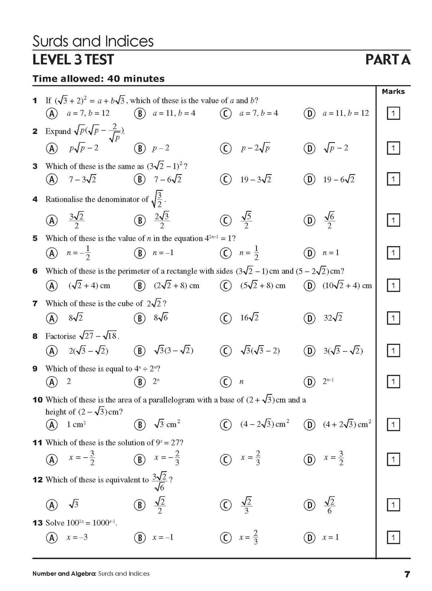 Excel Tests - Mathematics Practice Tests Year 10
