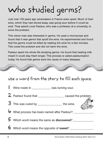 Excel Basic Skills - Basic Reading Skills Years 3-4