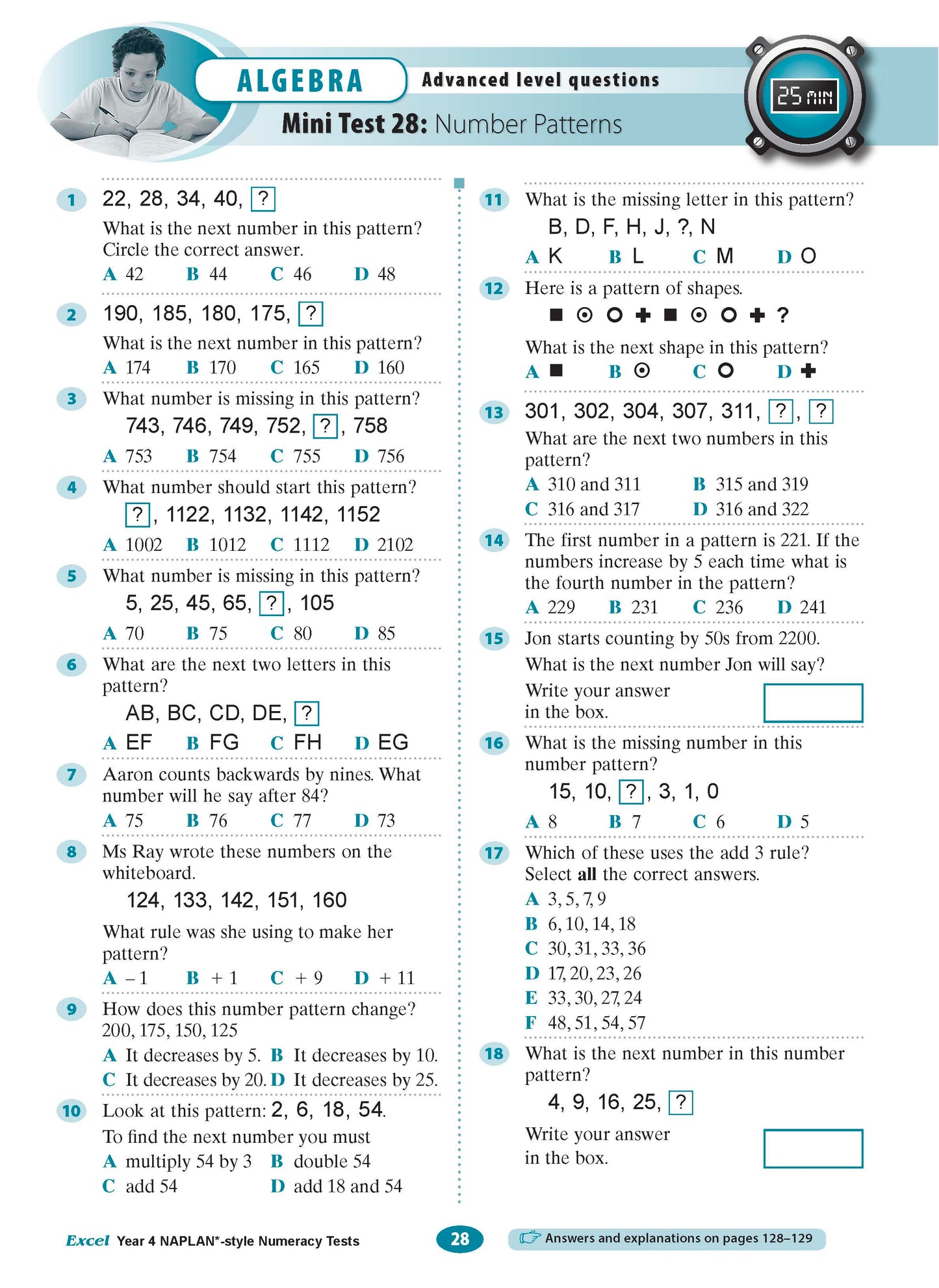 Excel Year 4 NAPLAN*-style Numeracy Tests