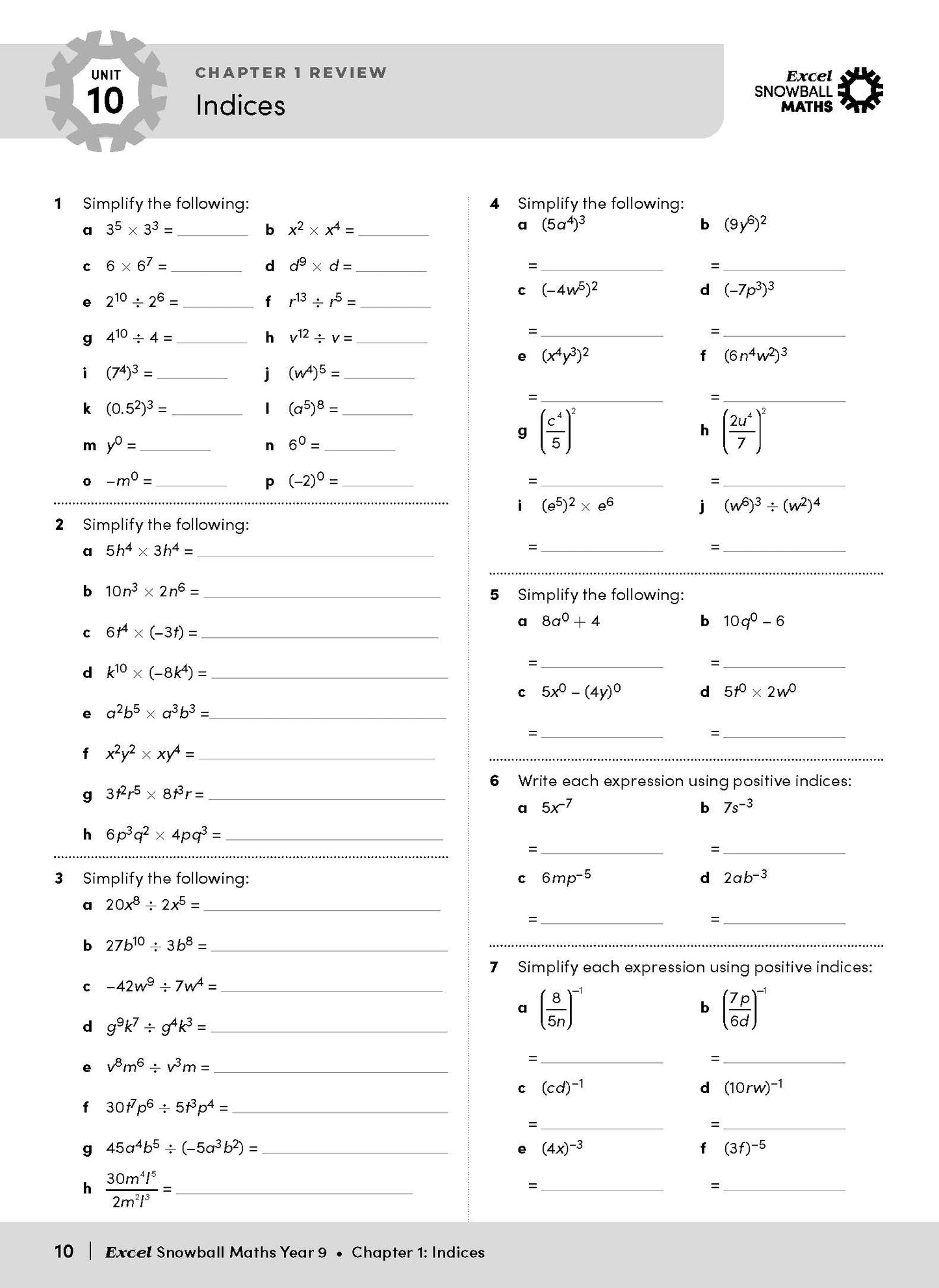 Excel Snowball - Maths Year 9