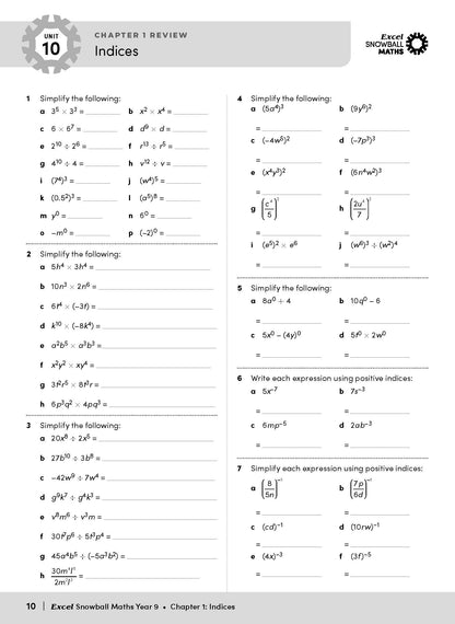 Excel Snowball - Maths Year 9