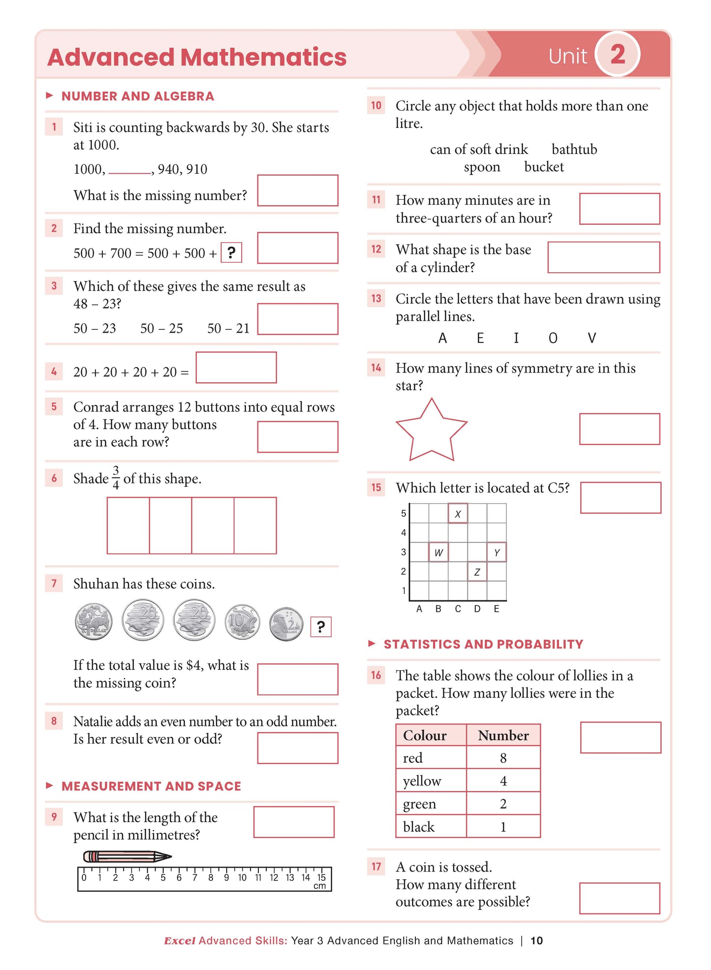 Excel Advanced Skills - Advanced English and Mathematics Year 3