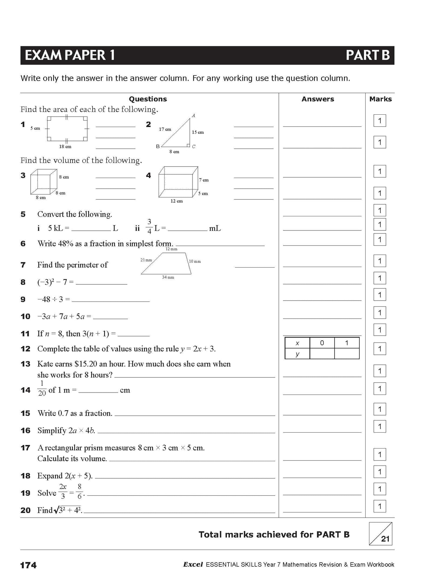 Excel Essential Skills - Mathematics Revision & Exam Workbook Year 7 NE
