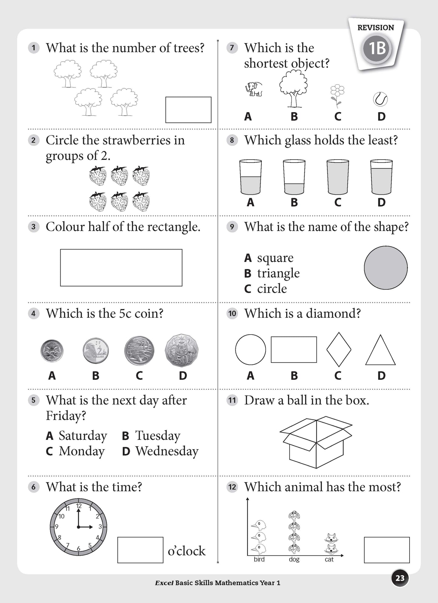 Excel Basic Skills - Mathematics Year 1