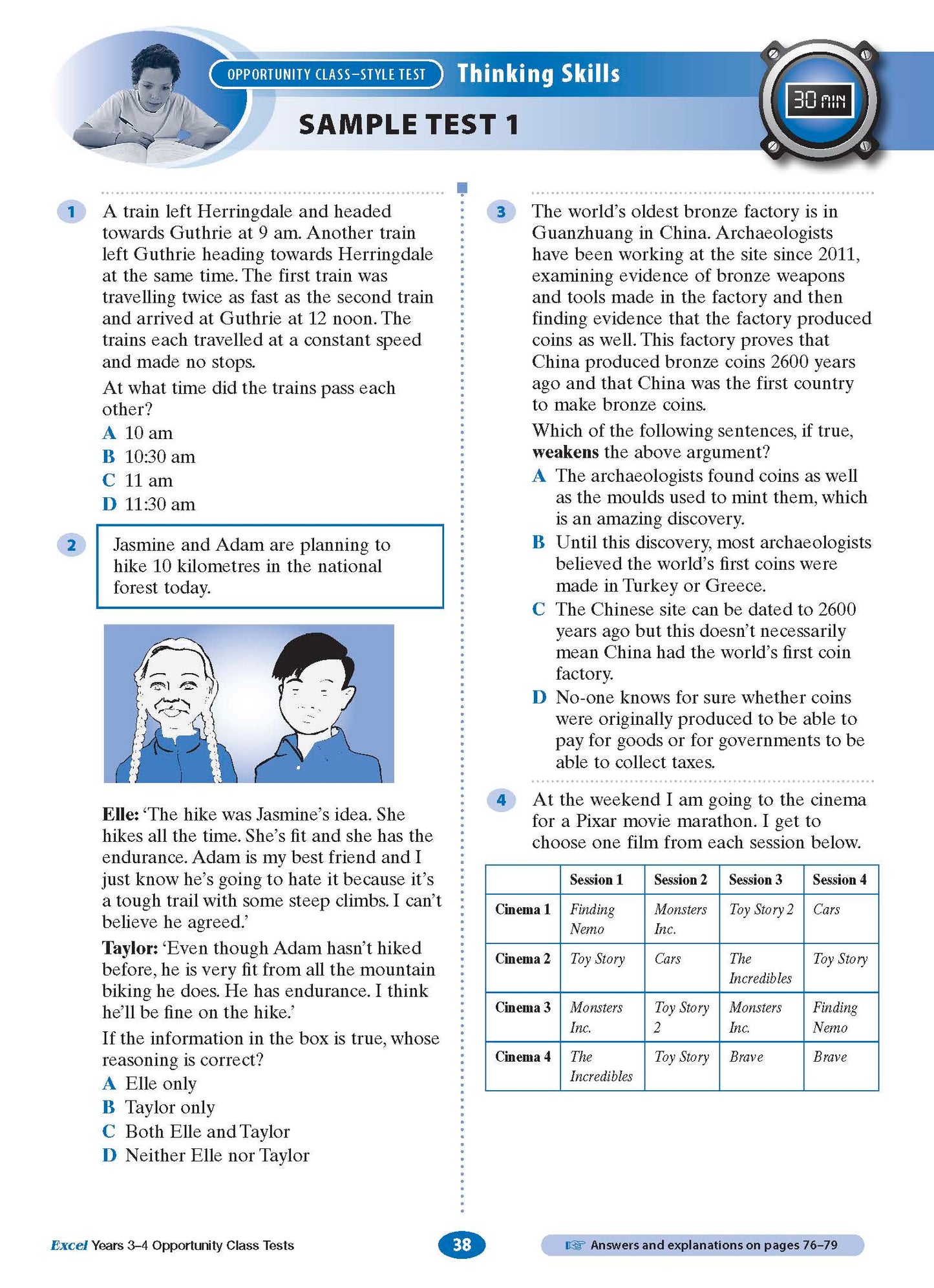 Excel Opportunity Class Tests Years 3-4