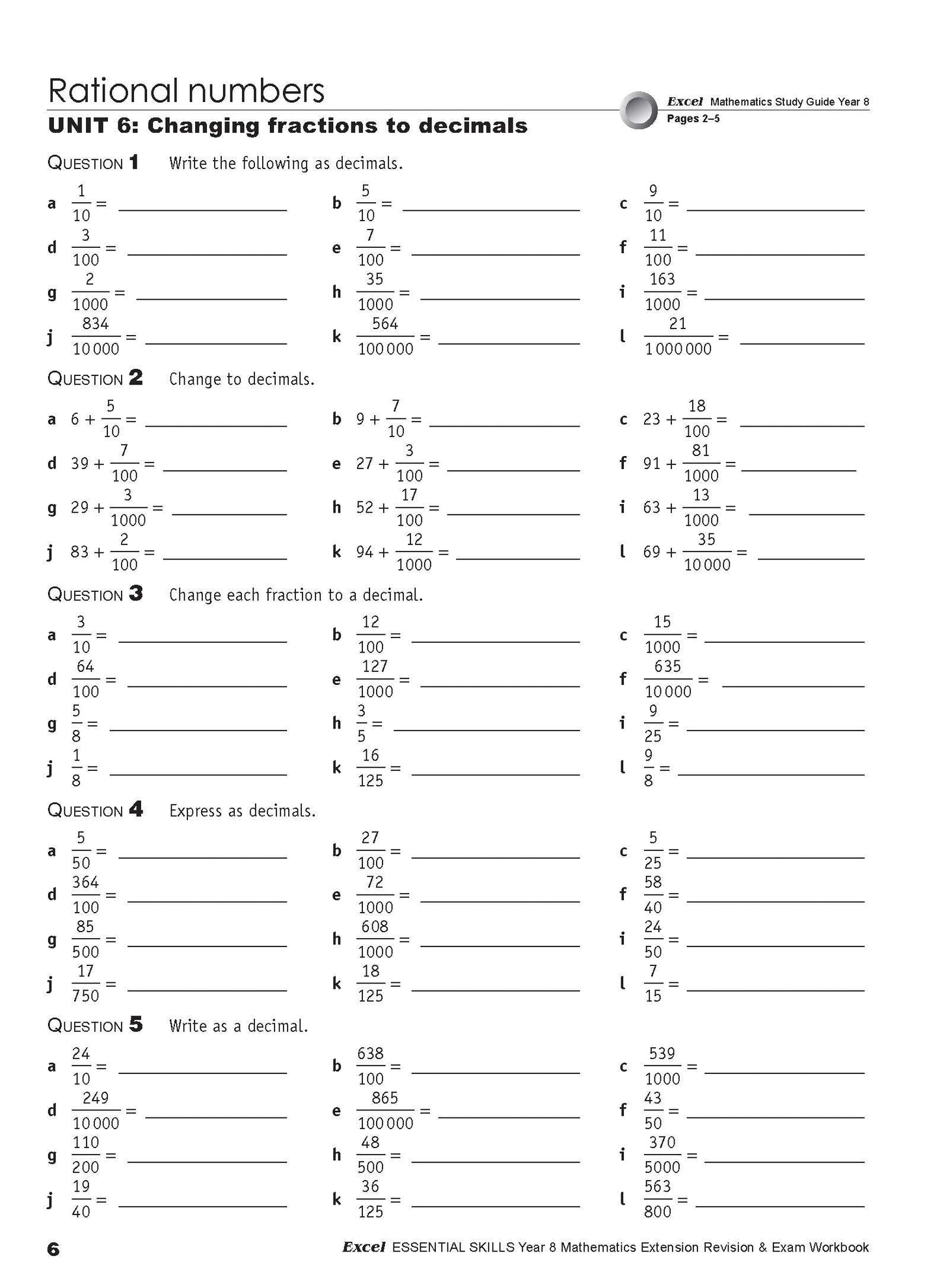 Excel Essential Skills - Mathematics Extension Revision and Exam Workbook Year 8