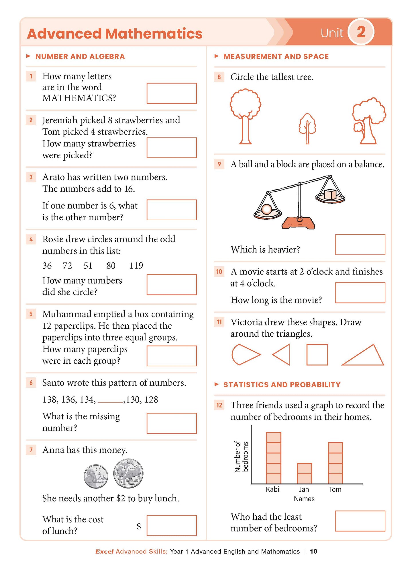 Excel Advanced Skills - Advanced English and Mathematics Year 1