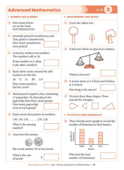Excel Advanced Skills - Advanced English and Mathematics Year 1