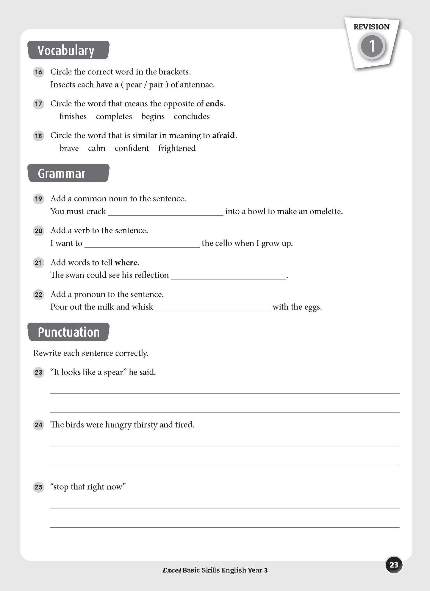 Excel Basic Skills - English Year 3