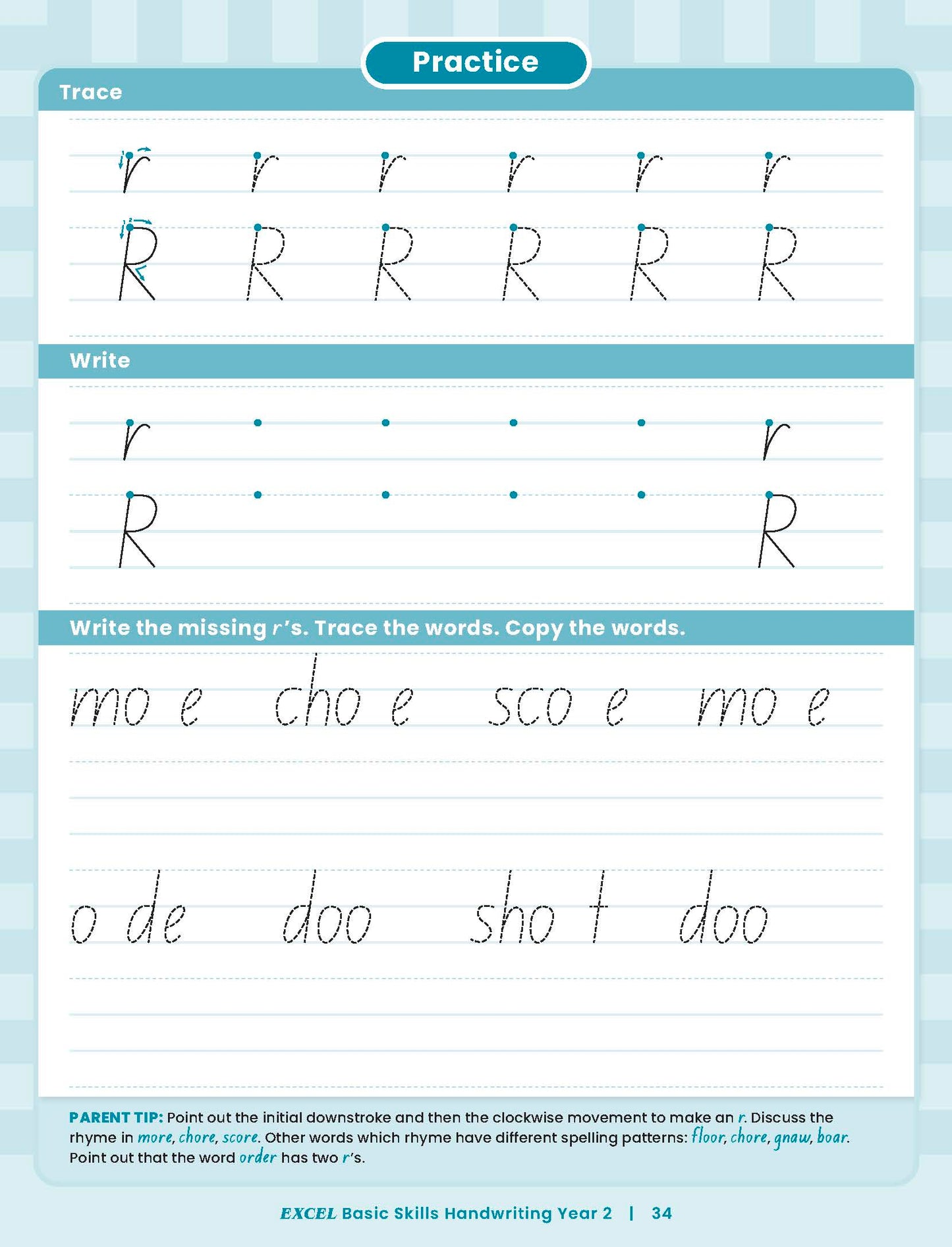 Excel Basic Skills - Handwriting Year 2