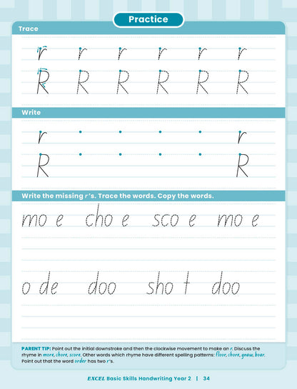 Excel Basic Skills - Handwriting Year 2